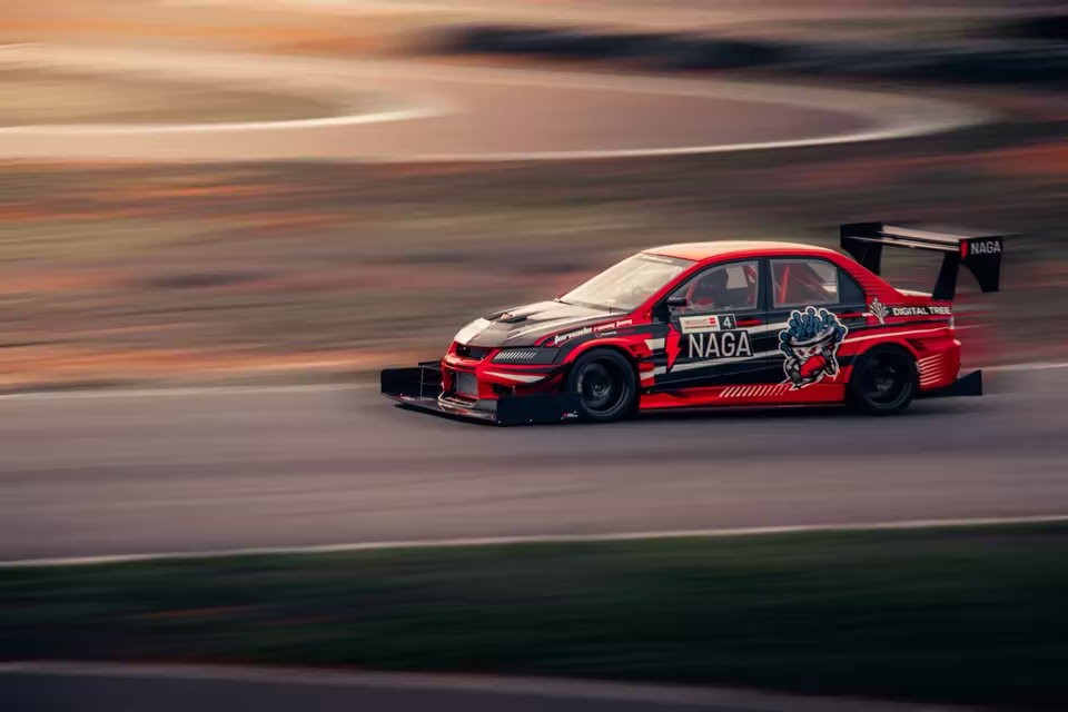 Racing car on the 2.2km circuit at Achna Speedway, Cyprus